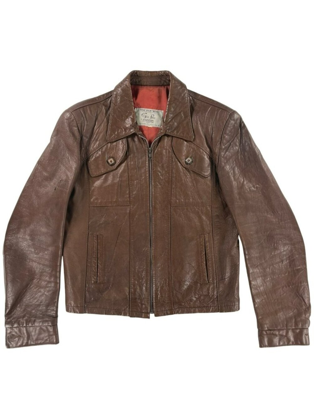 Vintage Leather Jacket-The Old Mill Glen Laine by Bainton Brown W/Red Lining